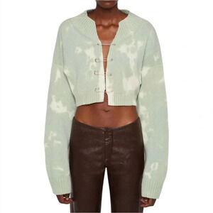 Danielle Guizio Knit Safety Pin Mint Tie Dye Sweater